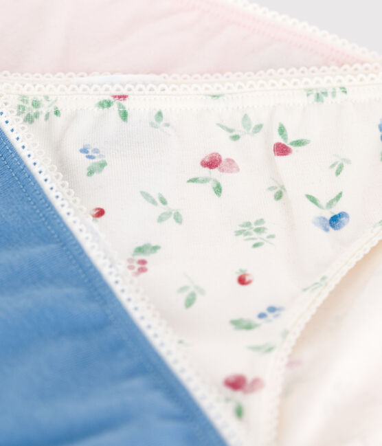 Set di 3 slip in misto cotone ed elastan con stampa di frutti bambina variante 1