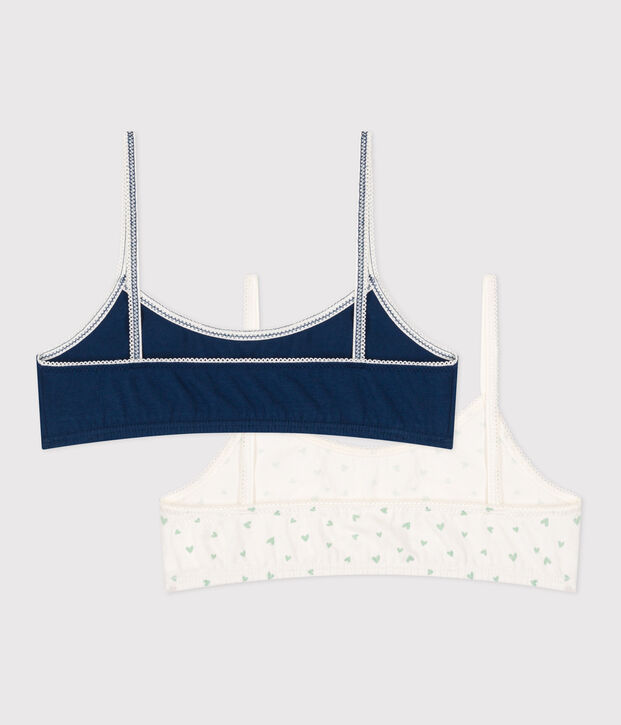 Set di 2 brassi&egrave;re in cotone ed elastan con cuori stampati bambina multicolore