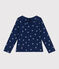 T-shirt bambina a maniche lunghe in cotone a fiori blu MEDIEVAL/bianco MULTICO