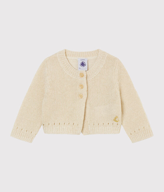 Cardigan per bebé femmina bianco MARSHMALLOW/giallo DORE