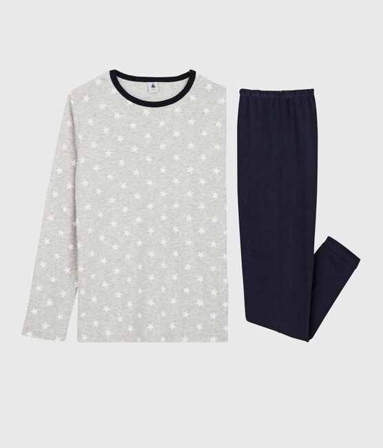 Pigiama bambino fantasia stellata in cotone grigio BELUGA/bianco MARSHMALLOW