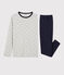 Pigiama bambino fantasia stellata in cotone grigio BELUGA/bianco MARSHMALLOW