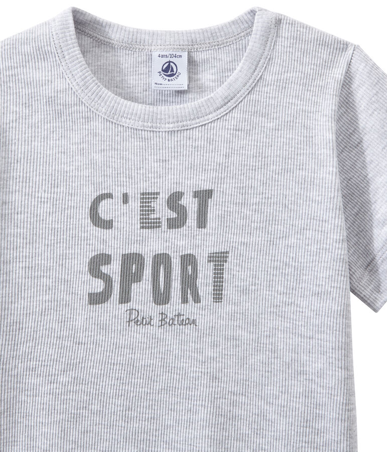 Pigiama corto bambino doppio tessuto grigio/bianco