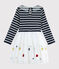 Abito maniche lunghe bambina blu SMOKING/bianco MULTICO