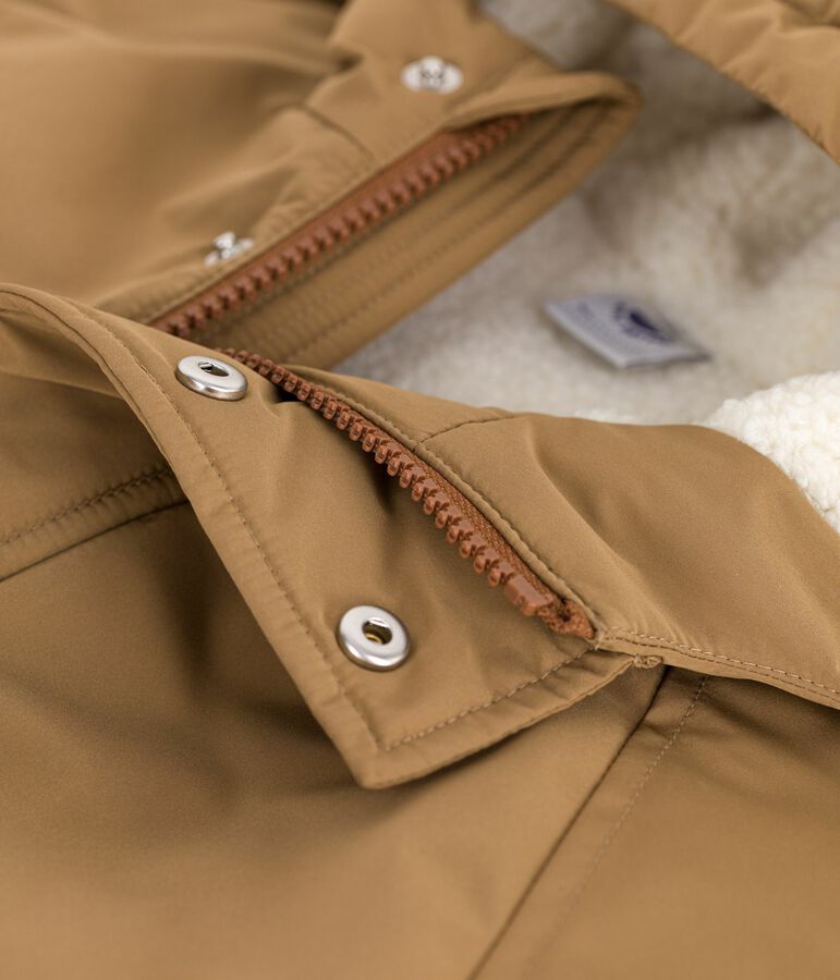 Parka bambino lunghezza midi tinta unita marrone