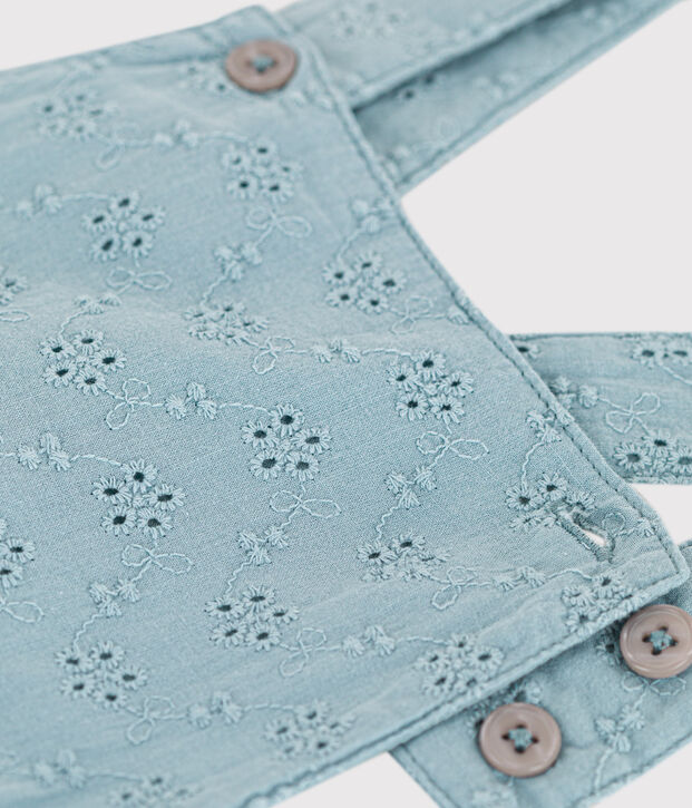 Salopette corta beb&egrave; in pizzo sangallo verde