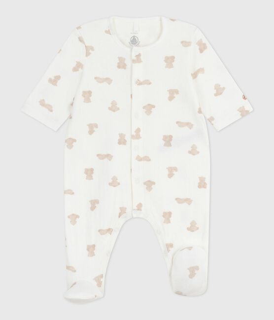 Pigiama in tubique con stampa neonato MARSHMALLOW/ BRUN