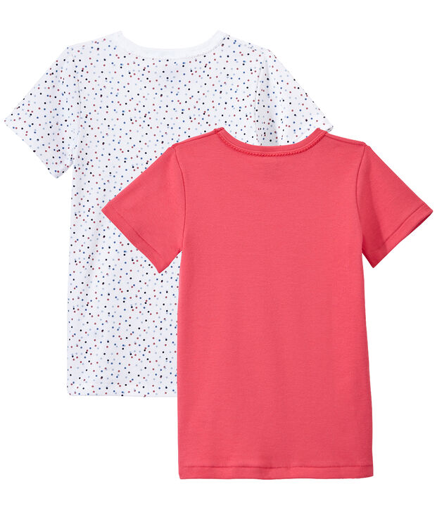 Lotto di 2 t-shirts per bambina a maniche corte bianco