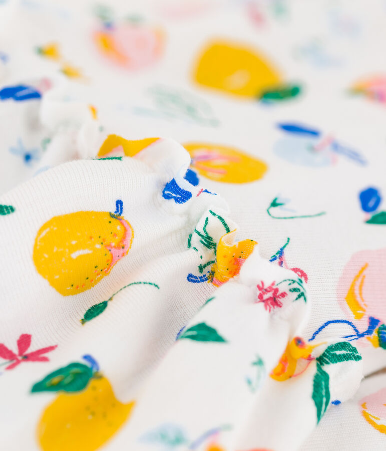 Abito senza maniche in cotone bambina bianco MARSHMALLOW/bianco MULTICO