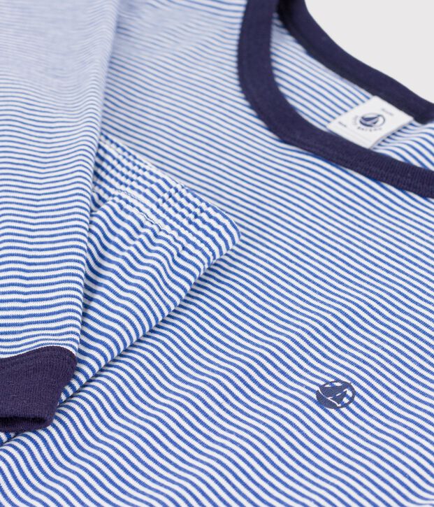 Pigiama in cotone a righe bambino blu/bianco