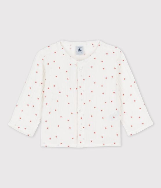 Camicia in garza di cotone biologico bebè bianco MARSHMALLOW/rosso OMBRIE