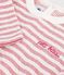 T-shirt a maniche lunghe in cotone a righe neonato. rosa/ecru