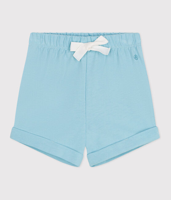 Shorts in cotone tinta unita neonato blu AQUATIC