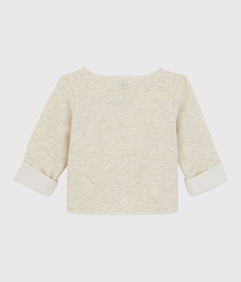 Cardigan beb&egrave; grigio chin&eacute; in jersey di cotone biologico beige