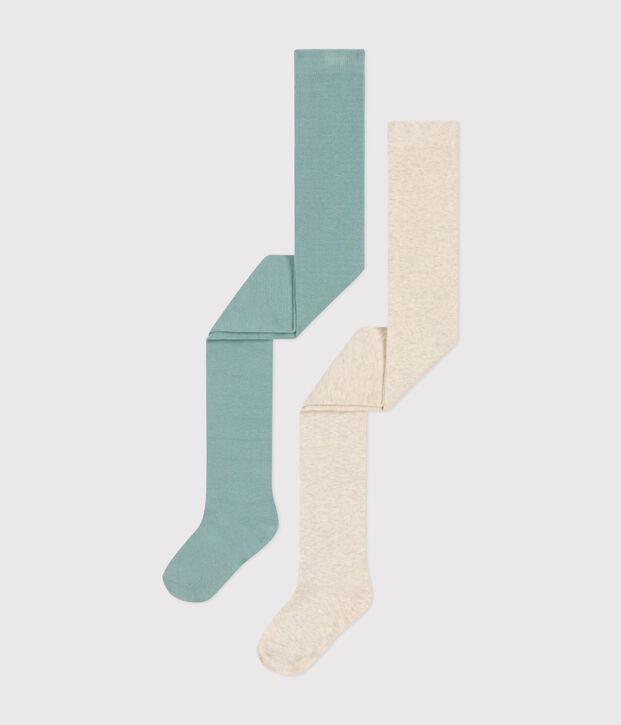 Confezione da 2 paia di collant in jersey di cotone bambino multicolore