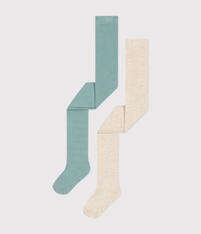 Confezione da 2 paia di collant in jersey di cotone bambino multicolore