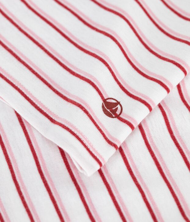 T-shirt a maniche corte in cotone a righe donna bianco/rosso