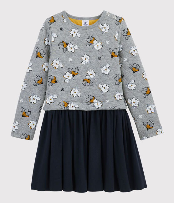 Abito maniche lunghe bambina grigio SUBWAY/bianco MULTICO