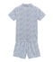 Pigiama corto bambino a costine bianco MARSHMALLOW/blu MAJOR
