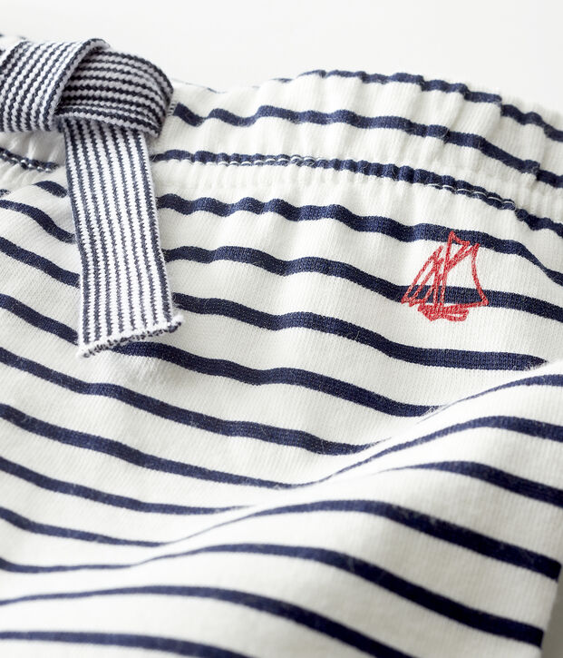 Pantalone beb&egrave; in tubique fantasia bianco/blu