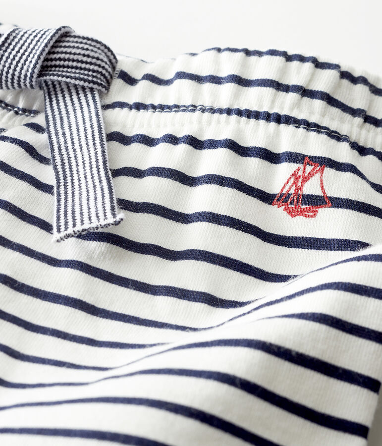 Pantalone beb&egrave; in tubique fantasia bianco/blu