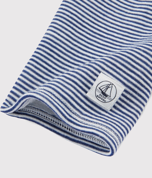 Leggings bambino millerighe in lana e cotone blu/bianco