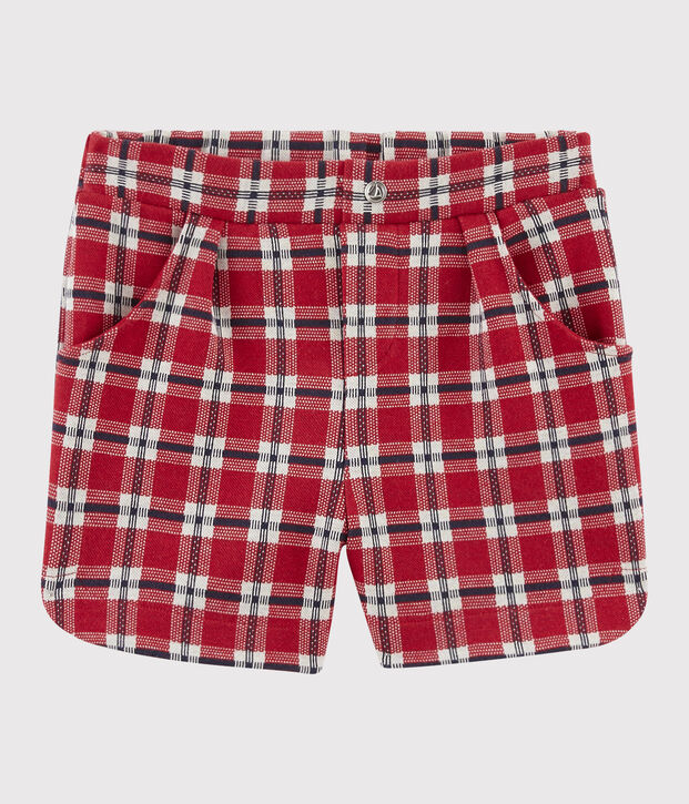 Short in maglia bambina rosso/multicolore