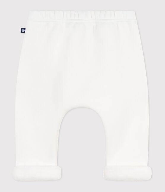 Pantaloni in cotone tinta unita morbido e caldo neonato ecru MILK