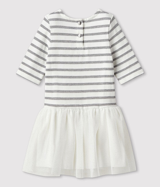 Abito manica corta bambina bianco MARSHMALLOW/grigio ARGENT