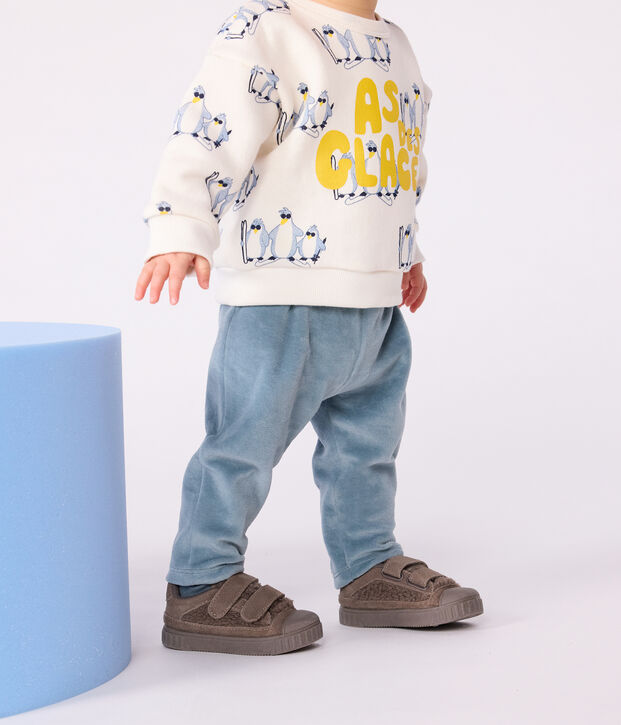 Felpa in cotone con pinguini stampati neonato ecru/multicolore