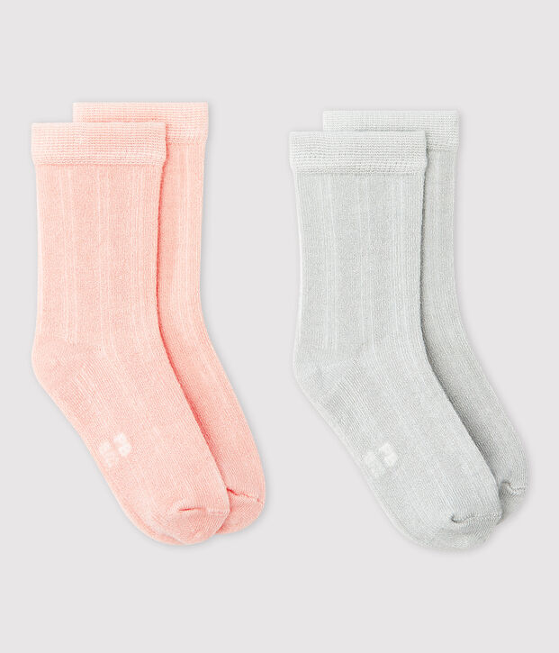 Confezione da 2 paia di calzini a righe beb&egrave; femmina multicolore