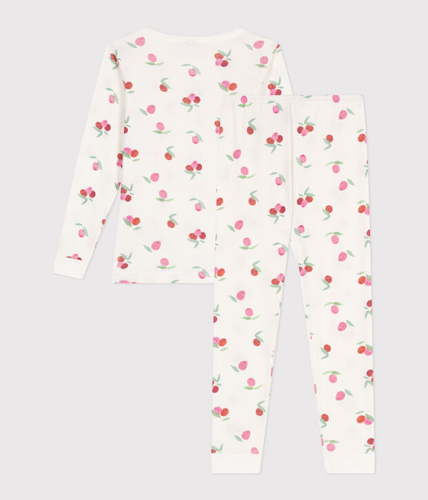 Pigiama per bambini molto aderente in cotone stampato bianco/rosa/multicolore