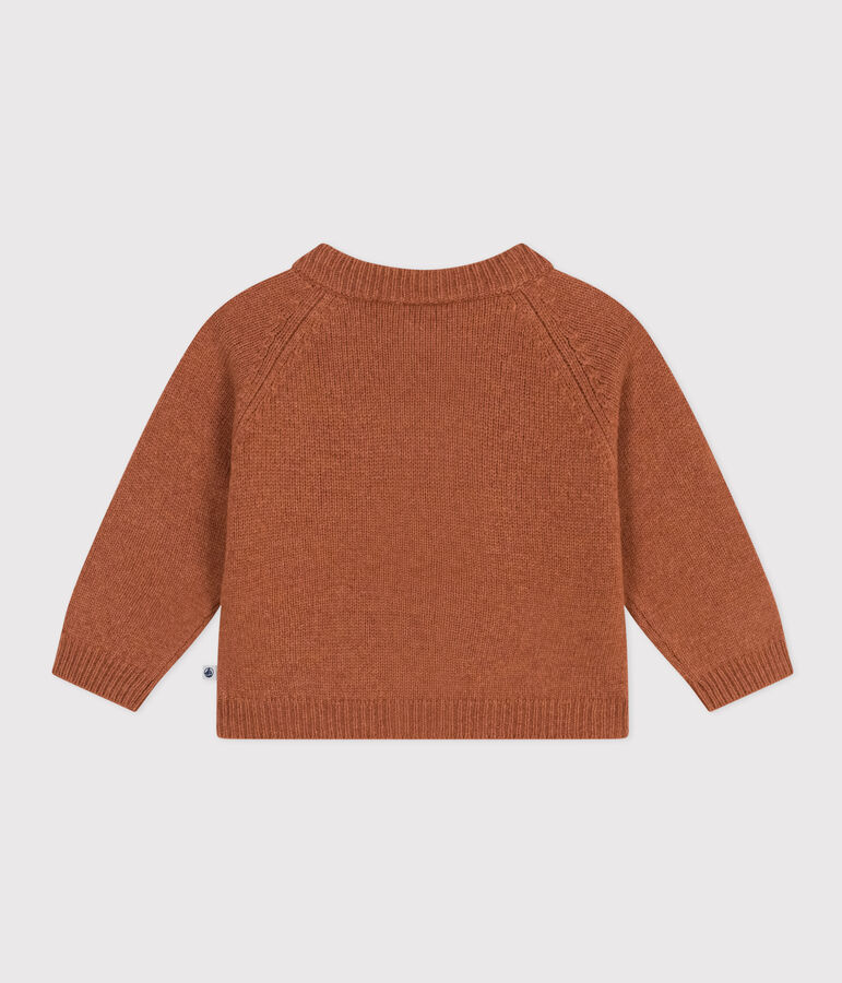 Cardigan in tricot di lana e nylon riciclato beb&egrave; marrone