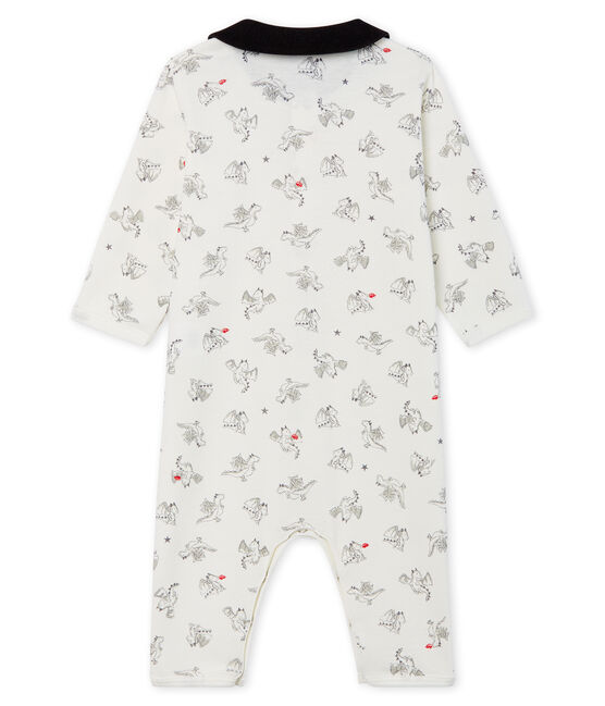Tutina pigiama senza piedi bambino a costine bianco MARSHMALLOW/ MULTICO CN