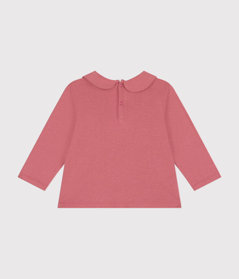 Blusa beb&egrave; in cotone con colletto rosa