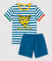 Pigiama corto bambino a righe in cotone MALLARD/ MARSHMALLOW
