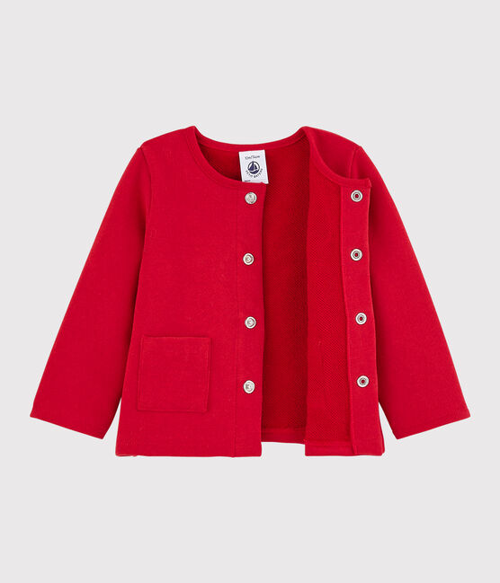 Cardigan bebè femmina in molleton rosso TERKUIT