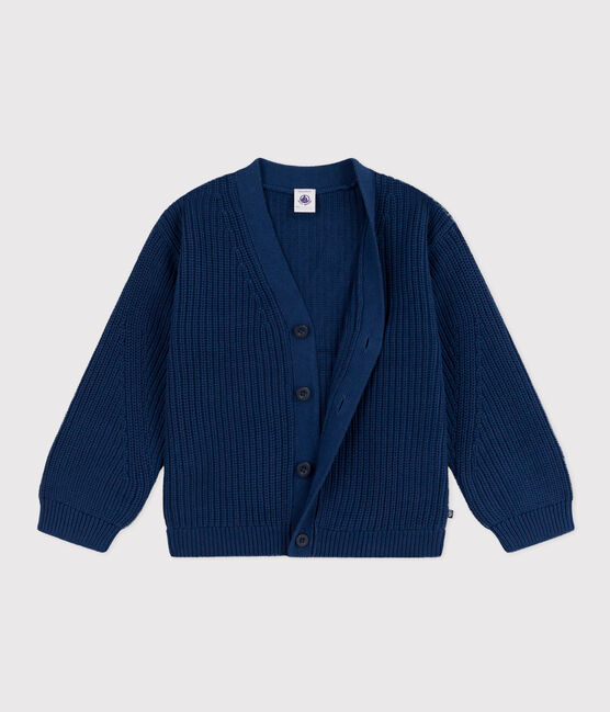 Cardigan a costa inglese in cotone bambina blu INCOGNITO