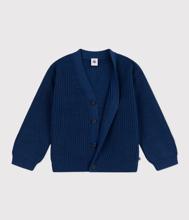 Cardigan a costa inglese in cotone bambina blu