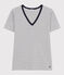 T-shirt L'Iconique scollo a V in cotone a righe donna bianco MARSHMALLOW/blu SMOKING