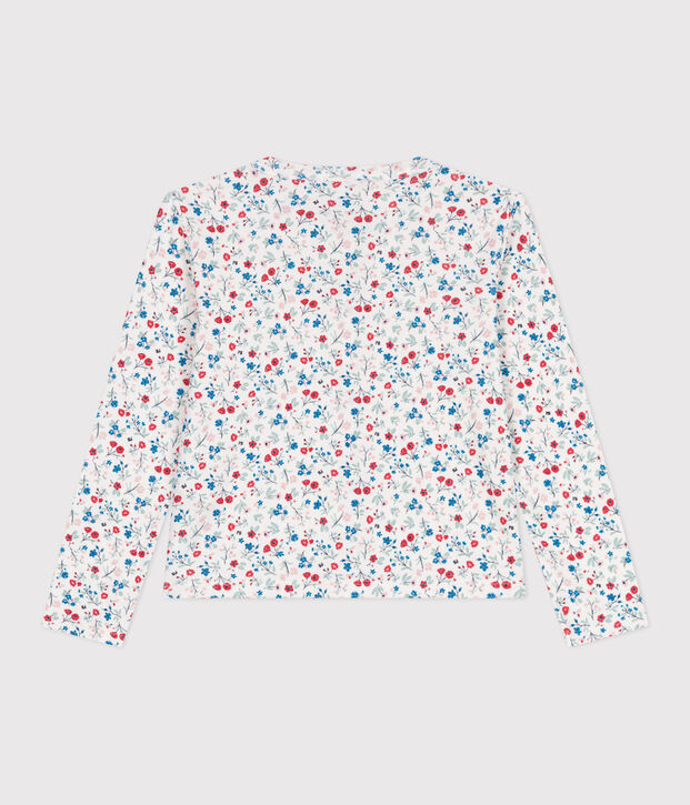 Cardigan in cotone a fiori bambina bianco/multicolore