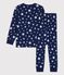 Pigiama a stelle bambina/bambino in cotone blu MEDIEVAL/bianco MARSHMALLOW