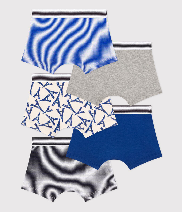 Confezione da 5 boxer bambino in cotone motivo Parigi multicolore