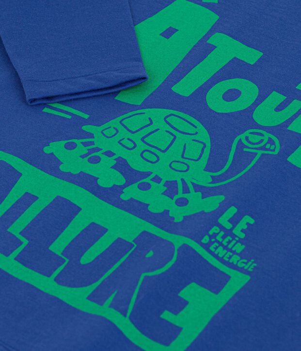 T-shirt a maniche lunghe fantasia bambino blu