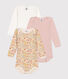 Set di 5 body a maniche lunghe in cotone a fiori neonato