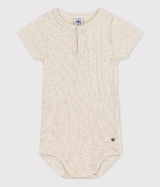 Body a manica corta scollo serafino in cotone bebè beige MONTELIMAR CHINE