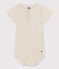 Body a manica corta scollo serafino in cotone bebè beige MONTELIMAR CHINE