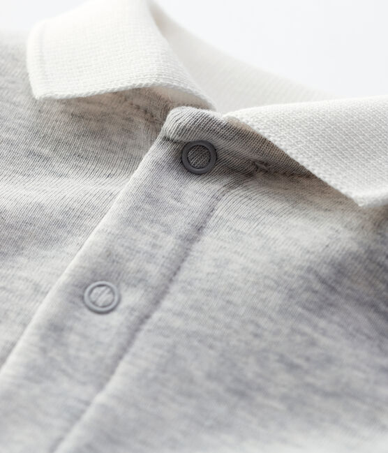 Body bebè a manica corta con colletto a polo in cotone biologico grigio BELUGA CHINE