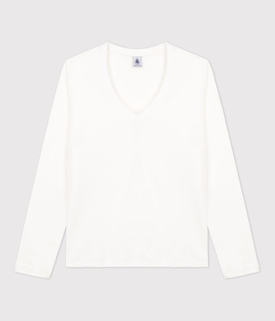 T-shirt La Regular scollo a V in cotone Donna bianco ECUME
