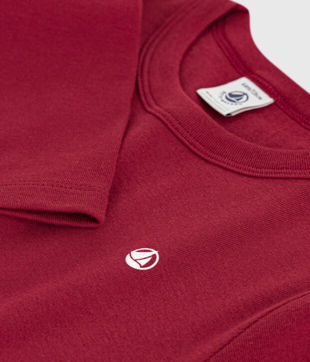 T-shirt a maniche lunghe in cotone tinta unita bambino rosso